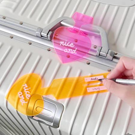 Zawieszka Na Bagaż - Identyfikator Plecaka Fluorescencyjny Różowy - Etykieta