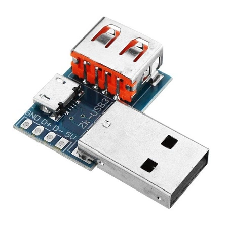 Adapter - Wtyk USB na gniazdo USB A i microUSB - rozdzielacz USB