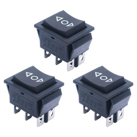 Przełącznik klawiszowy KCD4 - chwilowy - 15A/250V - podwójny - (ON)-OFF-(ON) - czarny