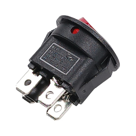 Przełącznik kołyskowy - SMRS201R - 6A/250V - podwójny - okrągły - ON/OFF - czerwony