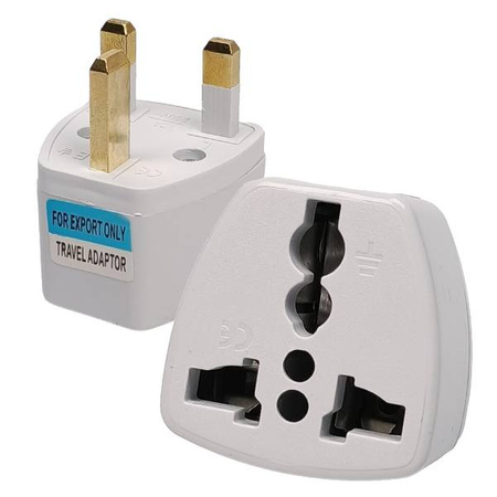 Adapter uniwersalny biały przejściówka UK/UK-EU -USA - z uziemieniem