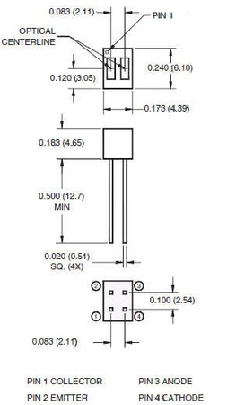 Czujnik optyczny QRD1114 - czujnik odbiciowy