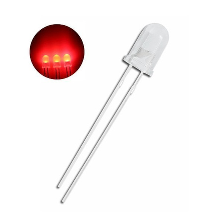 Dioda LED 5mm czerwona dyfuzyjna - mleczna 20mA - 620-625nm - 10 szt